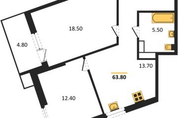 Фото №1: 2-комнатная квартира 63 м² - Краснодар, мкр. Парк Победы, 