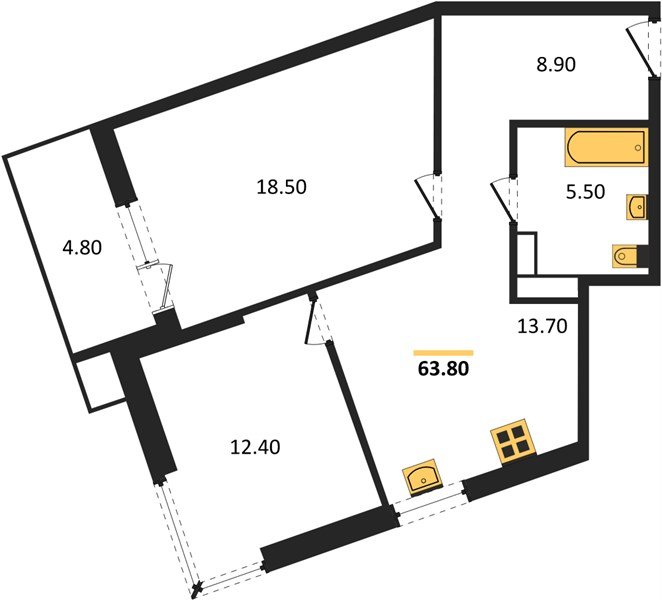 Фото №1: 2-комнатная квартира 63 м² - Краснодар, Прикубанский внутригородской округ, мкр. Парк Победы