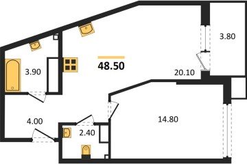 Фото №1: 1-комнатная квартира 49 м² - Краснодар, мкр. Парк Победы, 