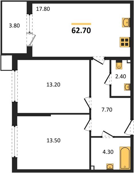 Фото №1: 2-комнатная квартира 63 м² - Краснодар, Прикубанский внутригородской округ, мкр. Парк Победы