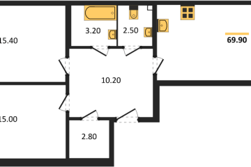 Фото №1: 2-комнатная квартира 69 м² - Краснодар, мкр. Парк Победы, 