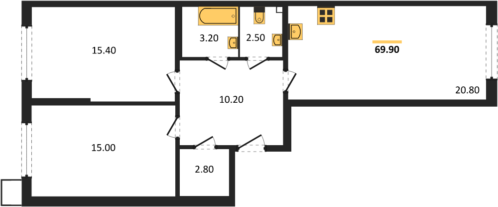 Фото №1: 2-комнатная квартира 69 м² - Краснодар, Прикубанский внутригородской округ, мкр. Парк Победы