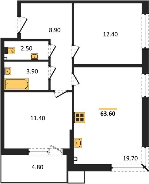 Фото №1: 2-комнатная квартира 63 м² - Краснодар, Прикубанский внутригородской округ, мкр. Парк Победы