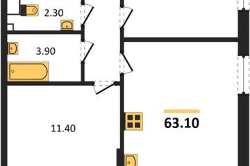 Фото №1: 2-комнатная квартира 63 м² - Краснодар, мкр. Парк Победы, 