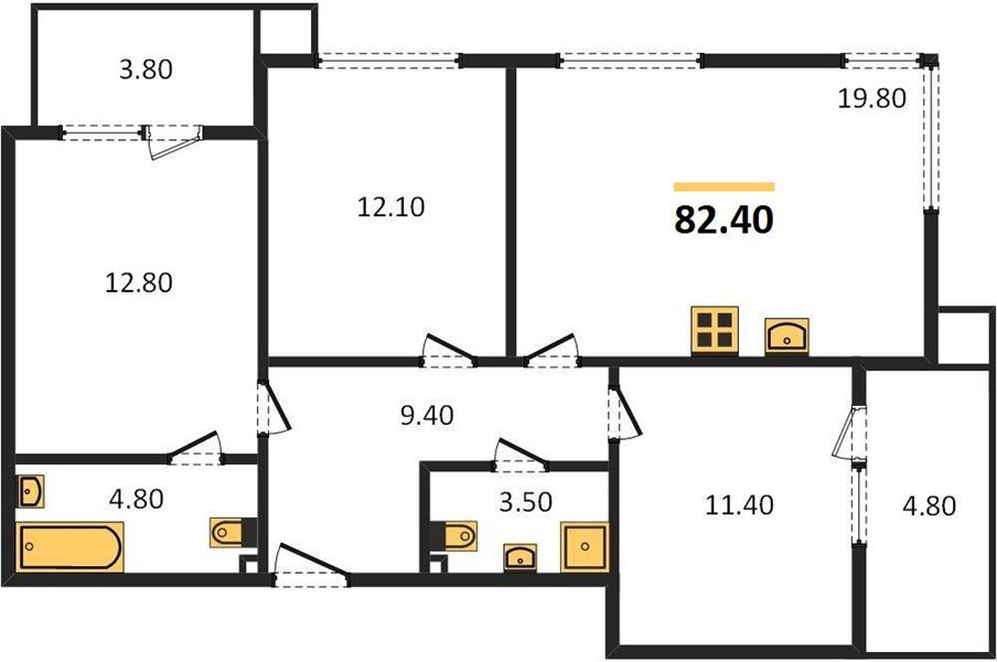 Фото №1: 3-комнатная квартира 83 м² - Краснодар, Прикубанский внутригородской округ, мкр. Парк Победы