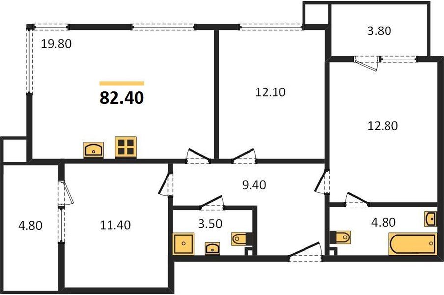 Фото №1: 3-комнатная квартира 82 м² - Краснодар, Прикубанский внутригородской округ, мкр. Парк Победы