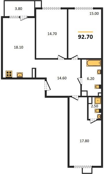 Фото №1: 3-комнатная квартира 93 м² - Краснодар, Прикубанский внутригородской округ, мкр. Парк Победы