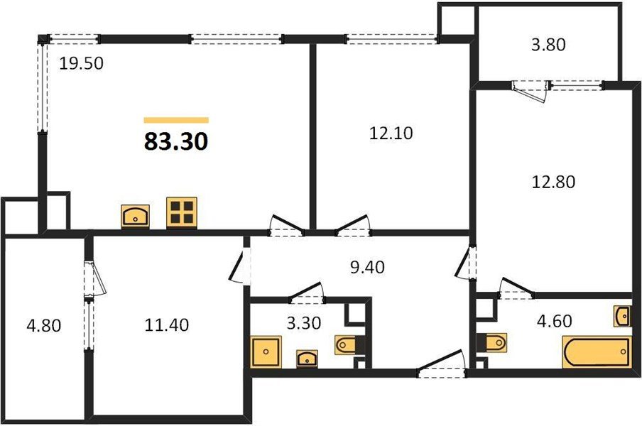 Фото №1: 3-комнатная квартира 83 м² - Краснодар, Прикубанский внутригородской округ, мкр. Парк Победы