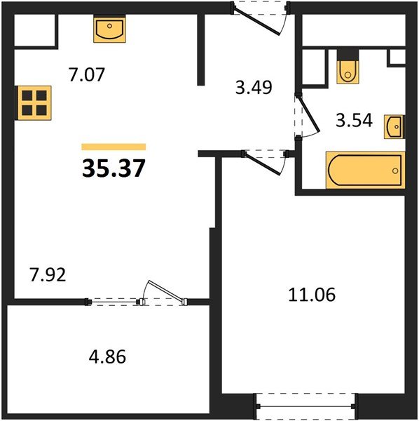 Фото №1: 1-комнатная квартира 35 м² - Краснодар, жилой квартал Патрики, 