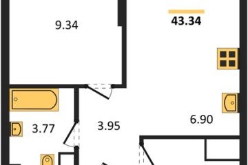 Фото №1: 1-комнатная квартира 43 м² - Краснодар, мкр. жилой квартал Патрики, 