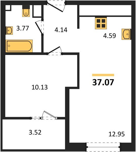 Фото №1: 1-комнатная квартира 37 м² - Краснодар, Карасунский внутригородской округ, Хлопчато-бумажный Комбинат, мкр. жилой квартал Патрики