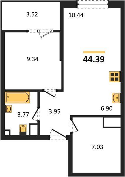 Фото №1: 1-комнатная квартира 44 м² - Краснодар, Карасунский внутригородской округ, Хлопчато-бумажный Комбинат, мкр. жилой квартал Патрики