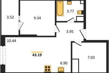 Фото №1: 1-комнатная квартира 43 м² - Краснодар, мкр. жилой квартал Патрики, 