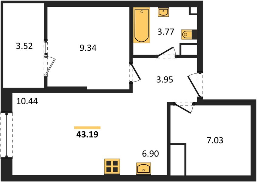 Фото №1: 1-комнатная квартира 43 м² - Краснодар, Карасунский внутригородской округ, Хлопчато-бумажный Комбинат, мкр. жилой квартал Патрики