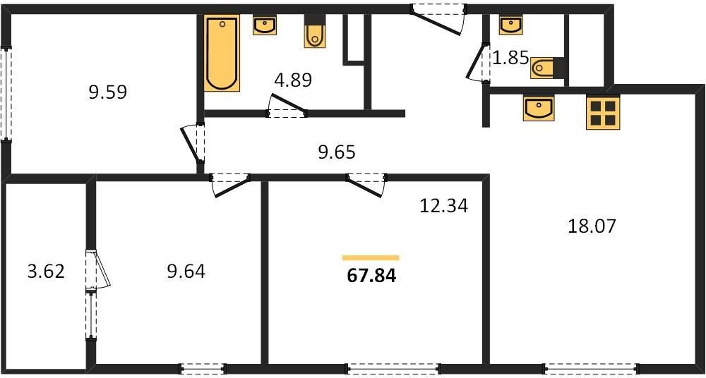Фото №1: 3-комнатная квартира 67 м² - Краснодар, жилой квартал Патрики