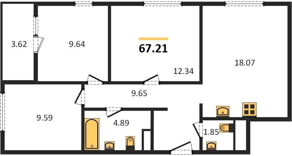 Фото №1: 3-комнатная квартира 67 м² - Краснодар, Хлопчато-бумажный Комбинат, жилой квартал Патрики, мкр. Карасунский внутригородской округ