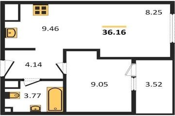 Фото №1: 1-комнатная квартира 36 м² - Краснодар, мкр. Карасунский внутригородской округ, 