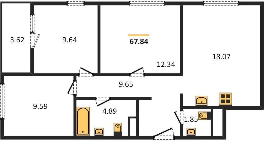 Фото №1: 3-комнатная квартира 67 м² - Краснодар, Хлопчато-бумажный Комбинат, жилой квартал Патрики, мкр. Карасунский внутригородской округ