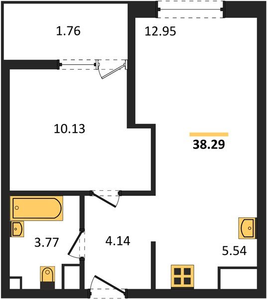 Фото №1: 1-комнатная квартира 38 м² - Краснодар, жилой квартал Патрики