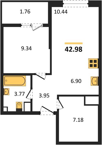 Фото №1: 1-комнатная квартира 42 м² - Краснодар, Хлопчато-бумажный Комбинат, жилой квартал Патрики, мкр. Карасунский внутригородской округ