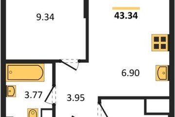 Фото №1: 1-комнатная квартира 43 м² - Краснодар, мкр. Карасунский внутригородской округ, 