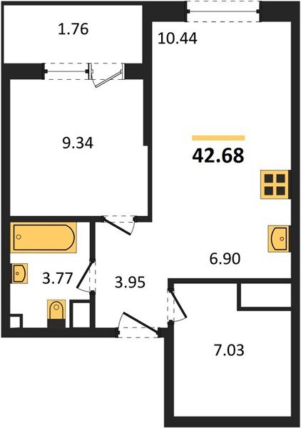 Фото №1: 1-комнатная квартира 42 м² - Краснодар, Хлопчато-бумажный Комбинат, жилой квартал Патрики, мкр. Карасунский внутригородской округ