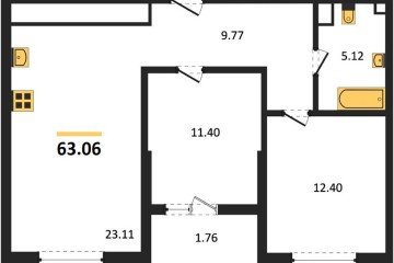 Фото №1: 2-комнатная квартира 62 м² - Краснодар, мкр. Карасунский внутригородской округ, 