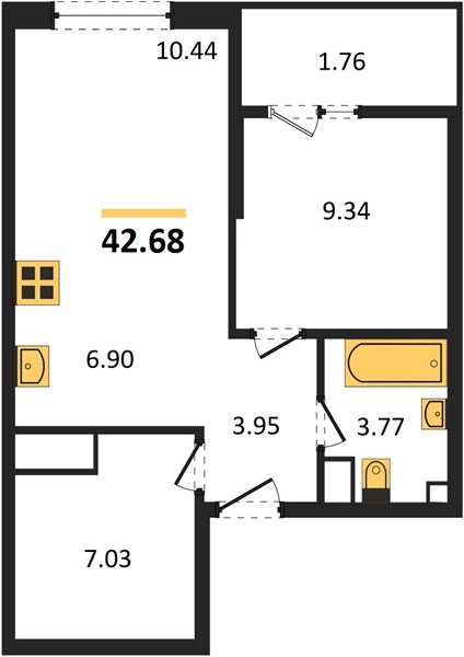 Фото №1: 1-комнатная квартира 42 м² - Краснодар, Хлопчато-бумажный Комбинат, жилой квартал Патрики, мкр. Карасунский внутригородской округ