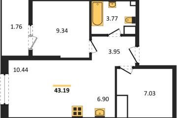 Фото №1: 1-комнатная квартира 44 м² - Краснодар, мкр. жилой квартал Патрики, 