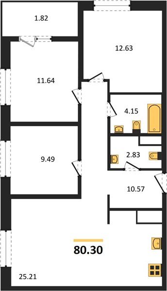 Фото №1: 3-комнатная квартира 80 м² - Краснодар, Карасунский внутригородской округ, Хлопчато-бумажный Комбинат, мкр. жилой квартал Патрики