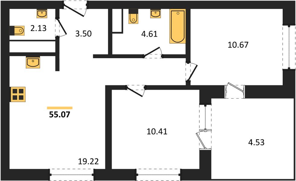 Фото №1: 2-комнатная квартира 55 м² - Краснодар, Хлопчато-бумажный Комбинат, жилой квартал Патрики, мкр. Карасунский внутригородской округ