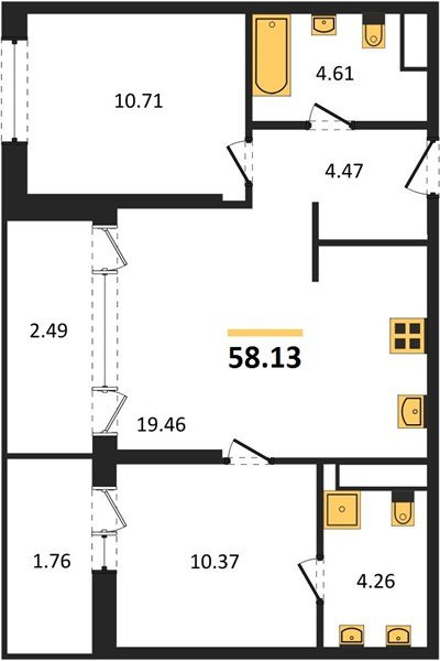 Фото №1: 2-комнатная квартира 58 м² - Краснодар, Хлопчато-бумажный Комбинат, жилой квартал Патрики, мкр. Карасунский внутригородской округ
