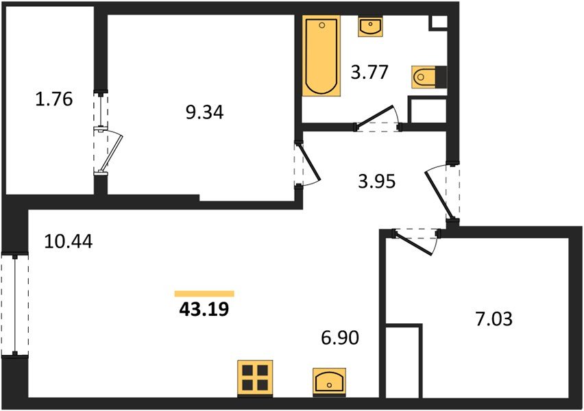 Фото №1: 1-комнатная квартира 42 м² - Краснодар, Хлопчато-бумажный Комбинат, жилой квартал Патрики, мкр. Карасунский внутригородской округ