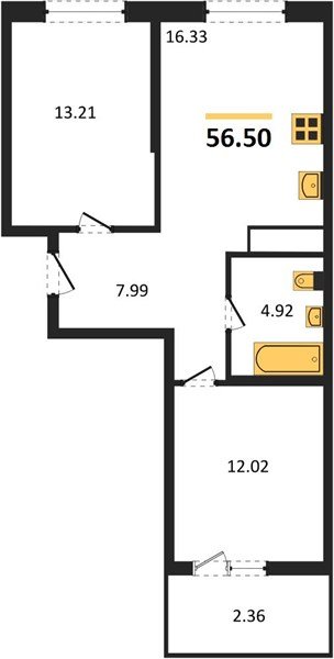 Фото №1: 2-комнатная квартира 56 м² - Краснодар, Хлопчато-бумажный Комбинат, жилой квартал Патрики, мкр. Карасунский внутригородской округ