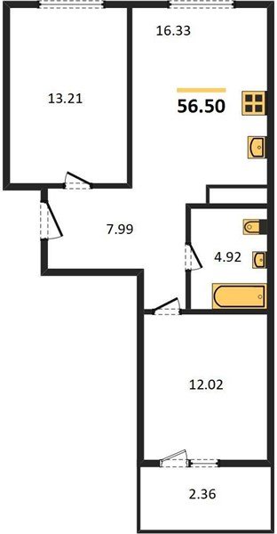 Фото №1: 2-комнатная квартира 56 м² - Краснодар, жилой квартал Патрики, Карасунский внутригородской округ, мкр. Хлопчато-бумажный Комбинат