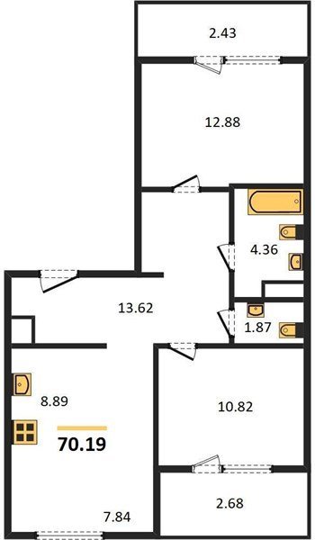 Фото №1: 2-комнатная квартира 70 м² - Краснодар, Карасунский внутригородской округ, Хлопчато-бумажный Комбинат, мкр. жилой квартал Патрики