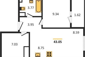 Фото №1: 1-комнатная квартира 43 м² - Краснодар, мкр. Хлопчато-бумажный Комбинат, 