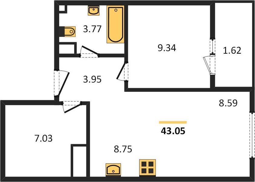 Фото №1: 1-комнатная квартира 43 м² - Краснодар, жилой квартал Патрики, Карасунский внутригородской округ, мкр. Хлопчато-бумажный Комбинат