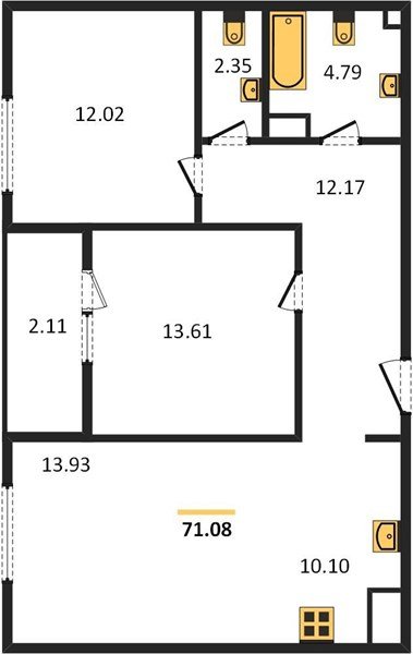 Фото №1: 2-комнатная квартира 70 м² - Краснодар, жилой квартал Патрики, Карасунский внутригородской округ, мкр. Хлопчато-бумажный Комбинат