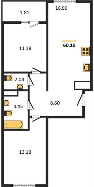 Фото №1: 2-комнатная квартира 59 м² - Краснодар, жилой квартал Патрики, Карасунский внутригородской округ, мкр. Хлопчато-бумажный Комбинат
