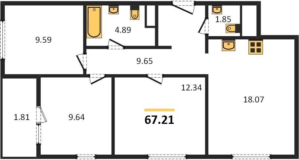 Фото №1: 3-комнатная квартира 67 м² - Краснодар, жилой квартал Патрики, Карасунский внутригородской округ, мкр. Хлопчато-бумажный Комбинат