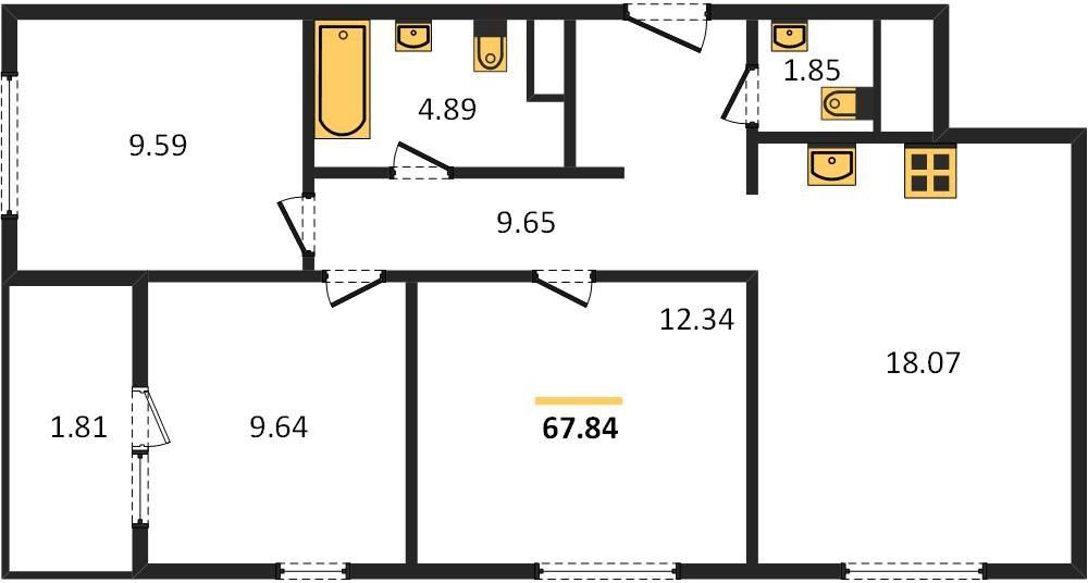 Фото №1: 3-комнатная квартира 67 м² - Краснодар, жилой квартал Патрики, Карасунский внутригородской округ, мкр. Хлопчато-бумажный Комбинат