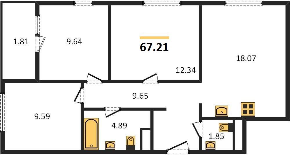 Фото №1: 3-комнатная квартира 67 м² - Краснодар, жилой квартал Патрики, Карасунский внутригородской округ, мкр. Хлопчато-бумажный Комбинат