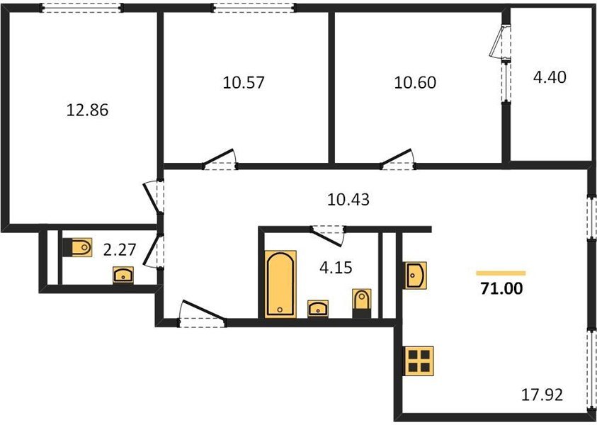 Фото №1: 3-комнатная квартира 71 м² - Краснодар, Карасунский внутригородской округ, Хлопчато-бумажный Комбинат, мкр. жилой квартал Патрики