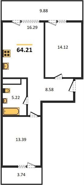 Фото №1: 2-комнатная квартира 64 м² - Краснодар, Карасунский внутригородской округ, Хлопчато-бумажный Комбинат, мкр. жилой квартал Патрики