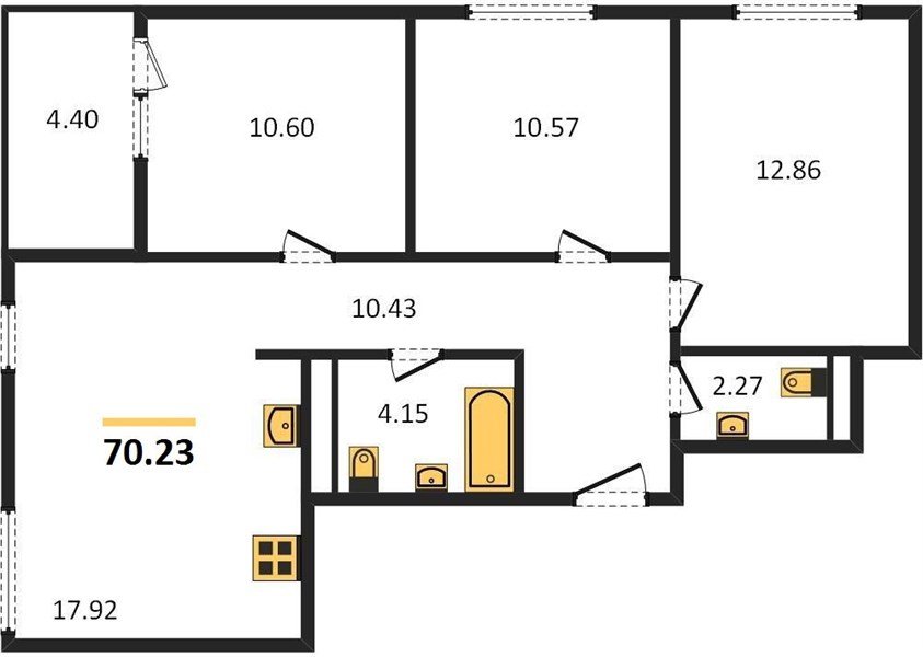 Фото №1: 3-комнатная квартира 70 м² - Краснодар, Карасунский внутригородской округ, Хлопчато-бумажный Комбинат, мкр. жилой квартал Патрики