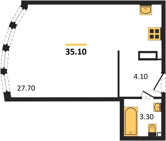 Фото №1: Студия 35 м² - Краснодар, Прикубанский внутригородской округ, мкр. жилой комплекс Самолёт-6, ул. Ивана Беличенко, 90к1
