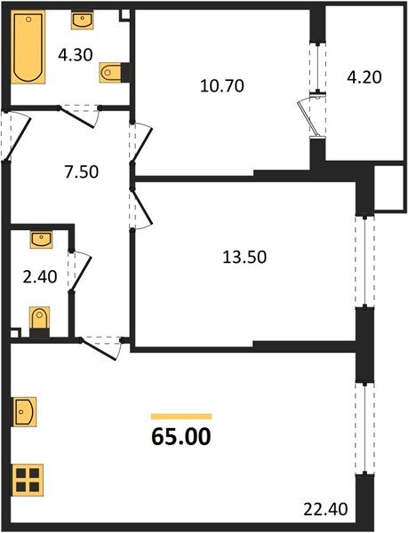 Фото №1: 2-комнатная квартира 65 м² - Краснодар, Прикубанский внутригородской округ, мкр. Парк Победы
