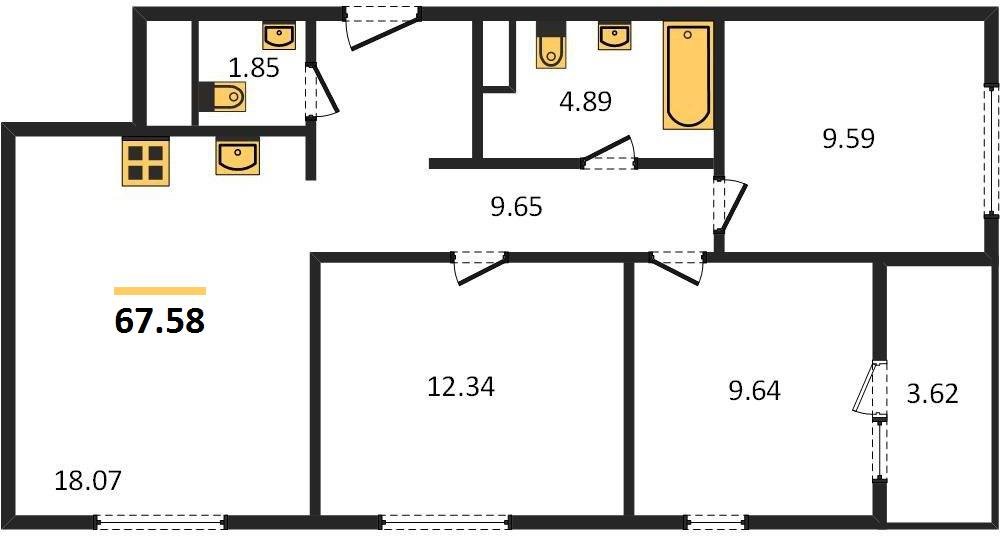 Фото №1: 3-комнатная квартира 67 м² - Краснодар, Карасунский внутригородской округ, Хлопчато-бумажный Комбинат, мкр. жилой квартал Патрики