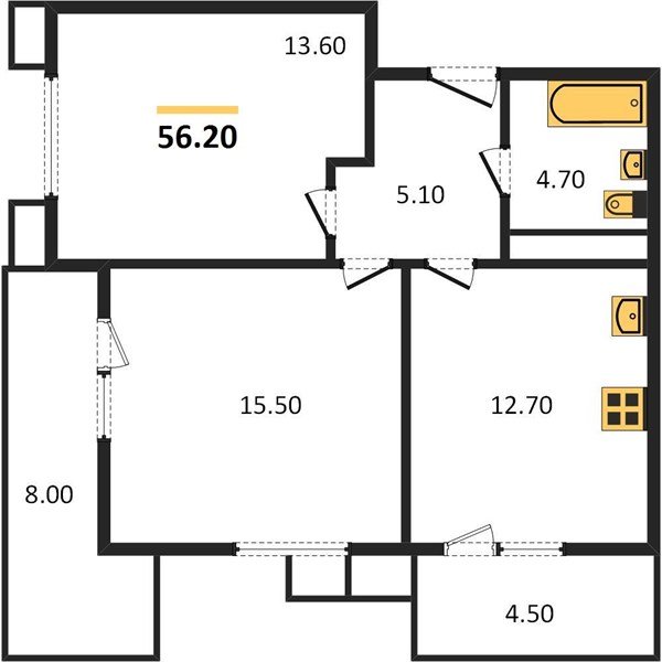Фото №1: 2-комнатная квартира 58 м² - Краснодар, жилой комплекс Отражение, мкр. Прикубанский внутригородской округ